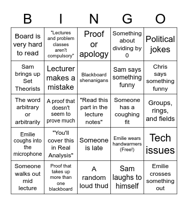 UOY Maths Bingo Card