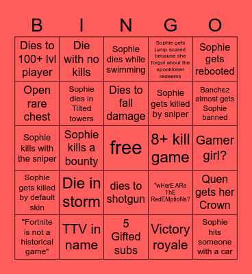 Fortnite Bingo Card