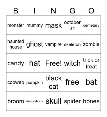 Halloween Bingo Card