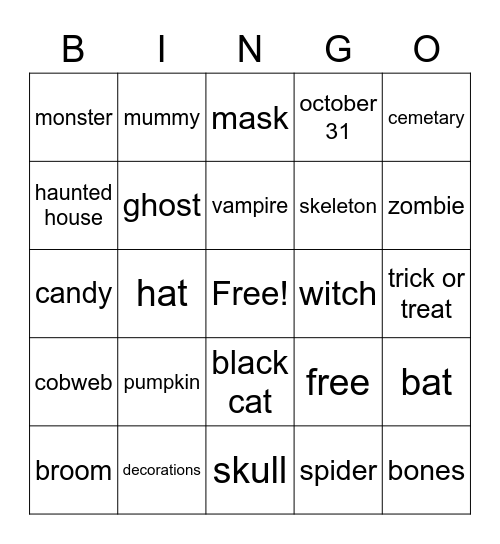 Halloween Bingo Card