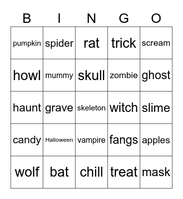 Hallowingo Bingo Card