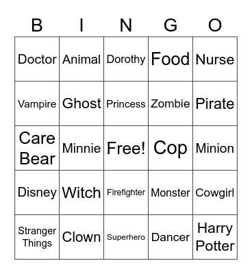Halloween 2023 Bingo Card