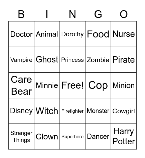 Halloween 2023 Bingo Card