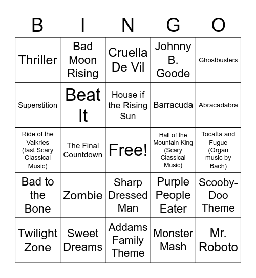 Hallowe'en Bingo Card