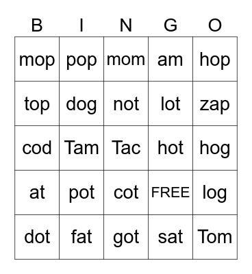 List 5 Bingo Card