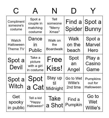 Halloween Night Bingo Card