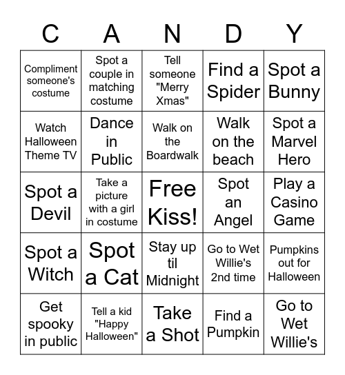 Halloween Night Bingo Card