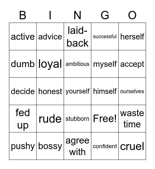 Mixed Vocabulary II Bingo Card