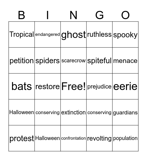 Walk to Success Halloween 2015 Bingo Card