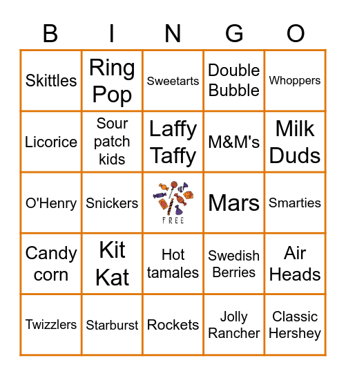 Candy Card Bingo Card