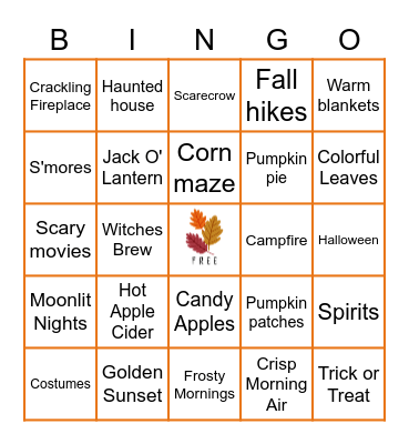 Fall Bingo Card