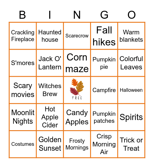 Fall Bingo Card