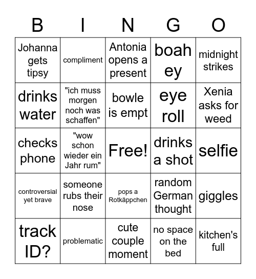 Birthday Bingo Card