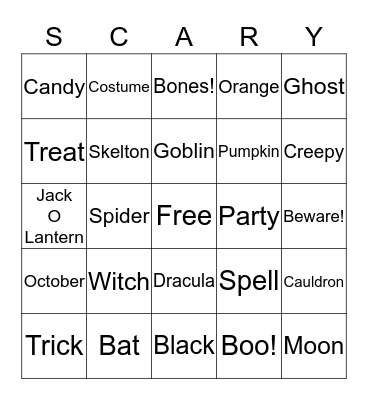 Halloween Bingo Card