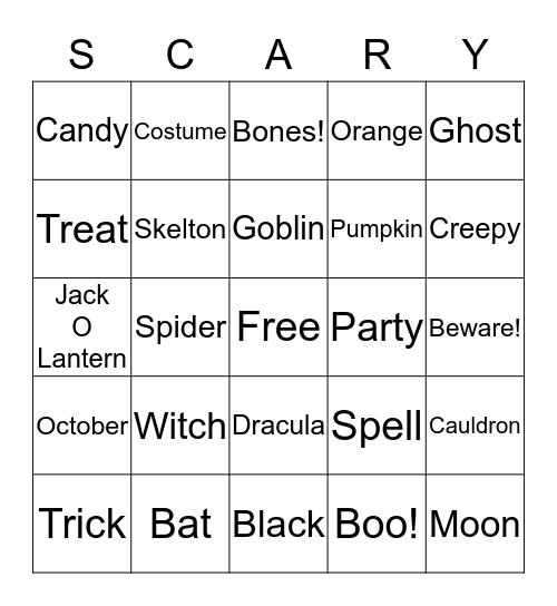 Halloween Bingo Card