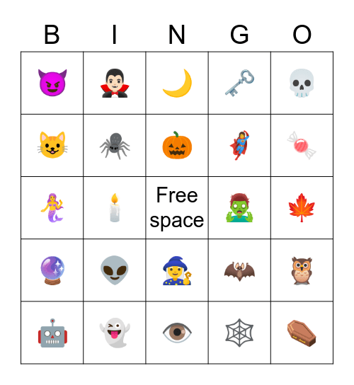 🥸Halloween Emoji Bingo 😱 Bingo Card