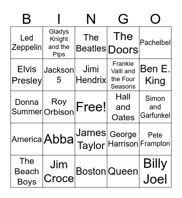 Music Bingo Card