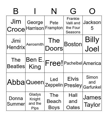 Music Bingo Card