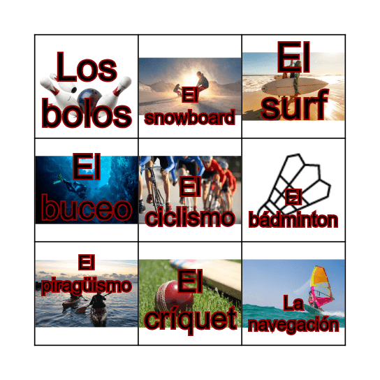 Sport's scene Bingo Card