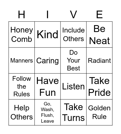 STINGER PRIDE BINGO Card
