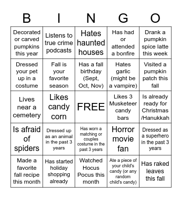 Halloween Bingo Card