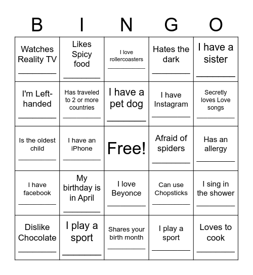 Who's Who BINGO Card