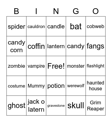 Halloween Bingo Card