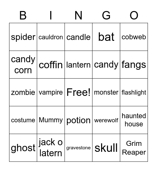 Halloween Bingo Card