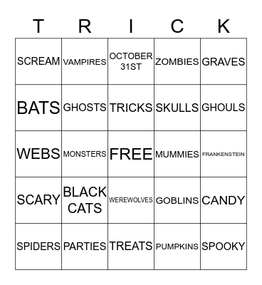 HALLOWEEN Bingo Card