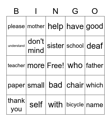 unit 1-6 ASL BINGO Card