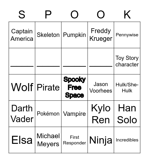 Trick or Treat Bingo Card