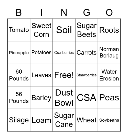 Crop Bingo 2 Bingo Card
