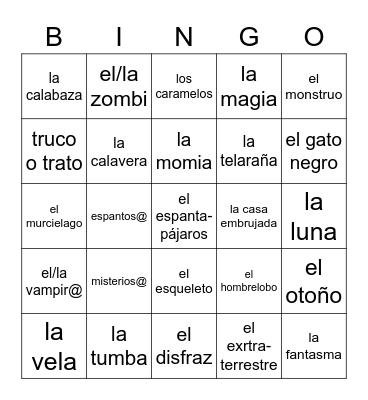 noche de las brujas Bingo Card