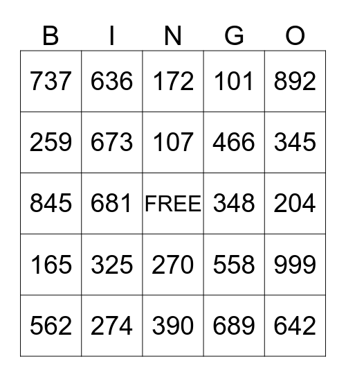A HARVEST OF NUMBERS Bingo Card