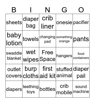 BABY BENNER BINGO Card