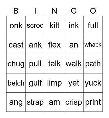 Fundations Units 1 and 2 sounds/review words Bingo Card
