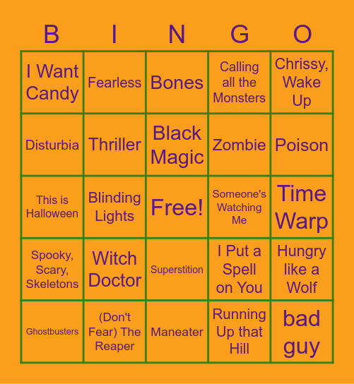 Halloween Bingo! Bingo Card