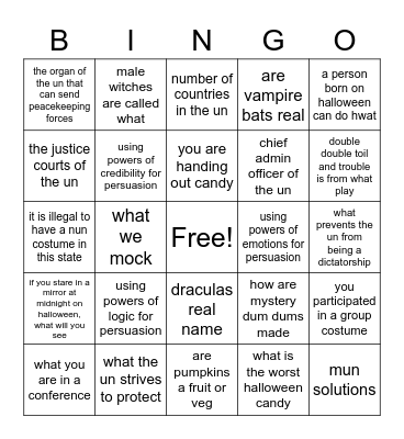 mun x halloween bingo Card