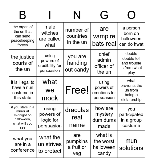 mun x halloween bingo Card