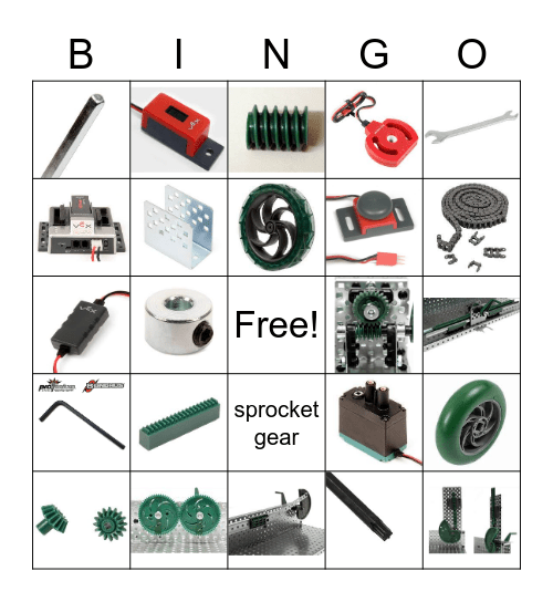 VEX parts Bingo Card