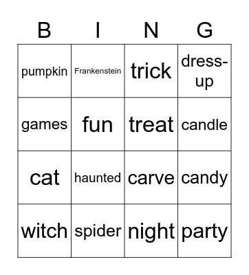Halloween Bingo Card