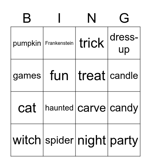 Halloween Bingo Card