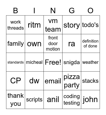 bingo updated Bingo Card