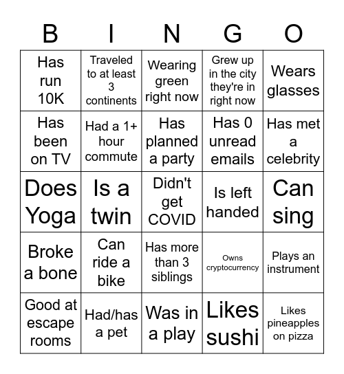 Stingrays bingo Card