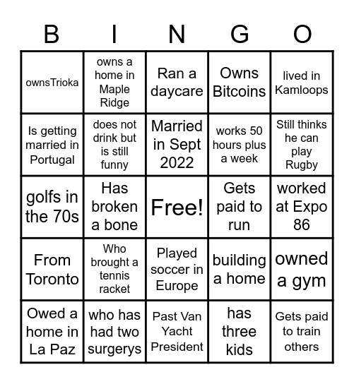 Lisa and Scott Meet and Greet Bingo Card