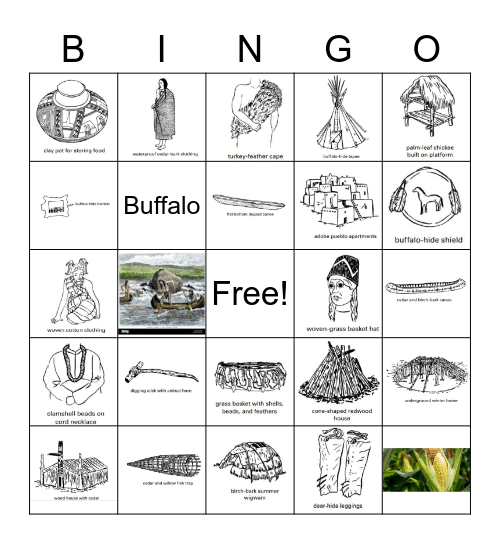 Native American Regions Bingo Card