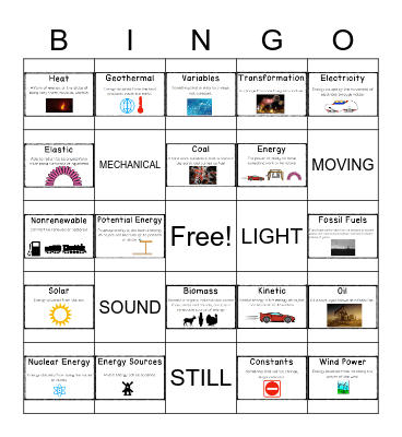 Energy Bingo Card