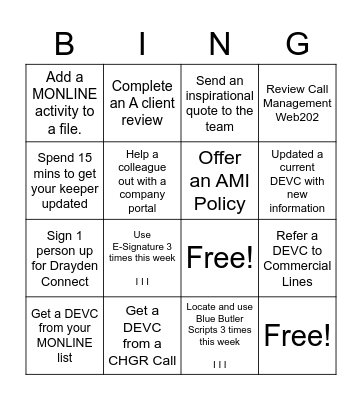 Drayden Fall Bingo Card