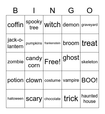 scary!!!!!!!!!!!! Bingo Card