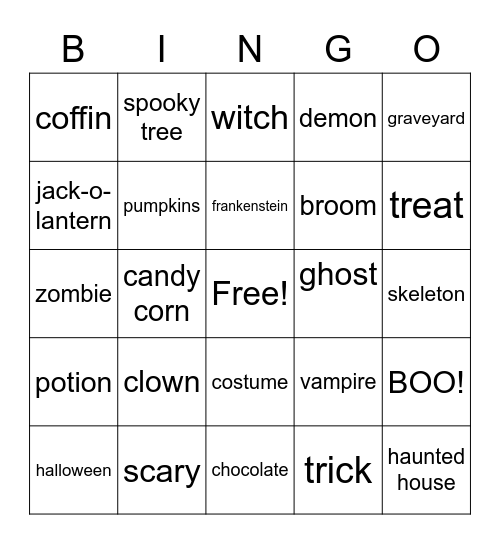 scary!!!!!!!!!!!! Bingo Card